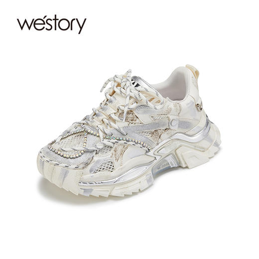 westory真皮老爹鞋纯色质感潮2022春季新款休闲鞋厚底W22AM54911 商品图1