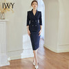 IWY/时尚商务职业套装女藏青色七分袖收腰西装裙干练气质工作服22CS93 商品缩略图3