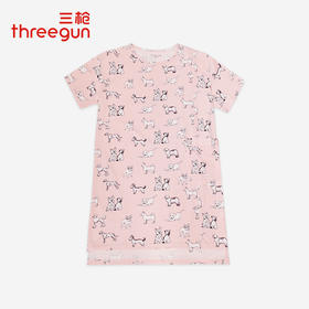 Threegun三枪 【水柔棉】圆领短袖女士家居裙睡裙-70426A011