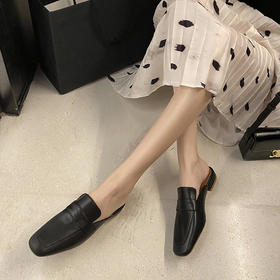 CV5071  新款包头套脚中跟女士半拖鞋韩版时尚方头搭扣懒人鞋休闲鞋