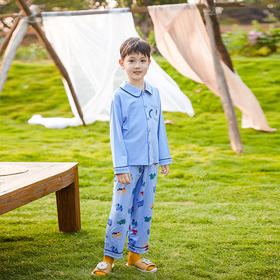 商场同款棉果果秋季新款加厚兰精莫代尔对开套装男童两件套家居服舒适柔软M311304222550