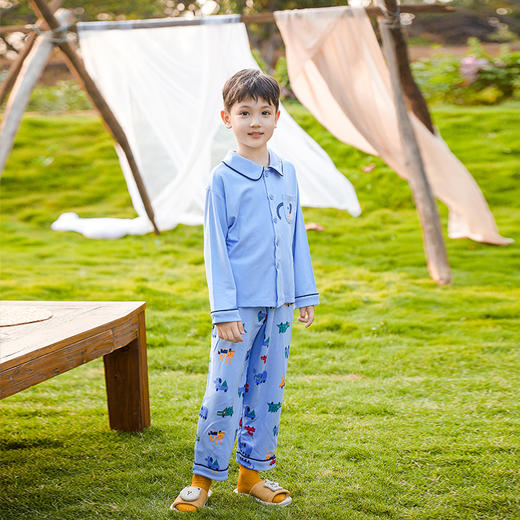 商场同款棉果果秋季新款加厚兰精莫代尔对开套装男童两件套家居服舒适柔软M311304222550 商品图0