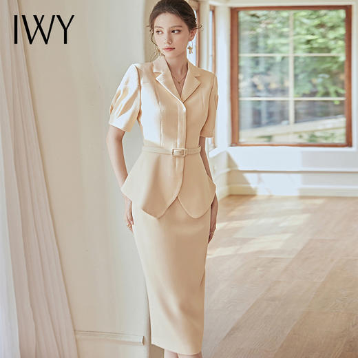 IWY/职业套装女OL时尚设计感西装套裙黄色气质减龄经理工作服套装22CS71 商品图0