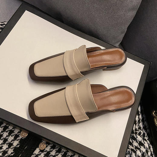 CV5071  新款包头套脚中跟女士半拖鞋韩版时尚方头搭扣懒人鞋休闲鞋 商品图10