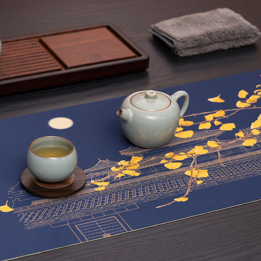 防水茶席宫廷风故宫桌旗中式禅意布艺茶垫茶旗茶桌布茶巾中秋送礼 商品图1