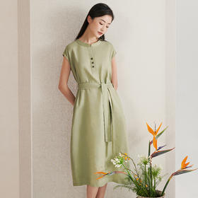 璞宿亚麻米粒刺绣连衣裙|100%亚麻，轻薄透气，显瘦又高级