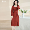 剩S/M 米思阳2026春季新款复古知性优雅方领连衣裙收腰显瘦中长裙2287 商品缩略图0