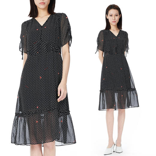 现货热销【度假V领印花裙】奇威短袖雪纺飘逸连衣裙0HC0313180 商品图11