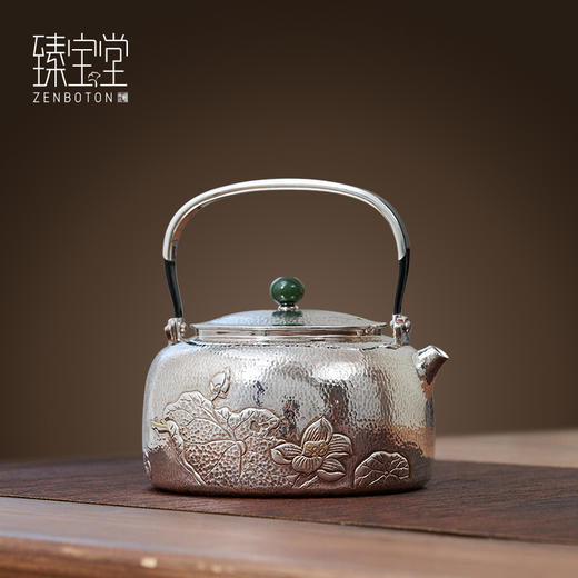 臻宝堂春江戏鲤（布目金）银壶(约900ml) 商品图2