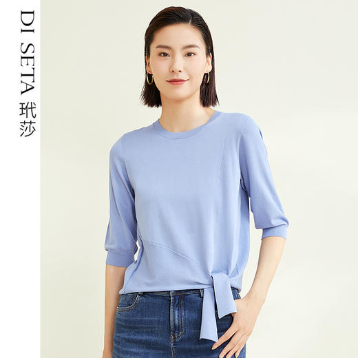 玳莎设计感针织套衫新款圆领纯色上衣简约小衫套头衫  CC33201 商品图0