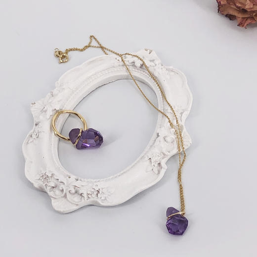 北京仓｜Annette Ehinger-多面体-深紫水晶 14K金 项链［德国设计师］ 商品图2