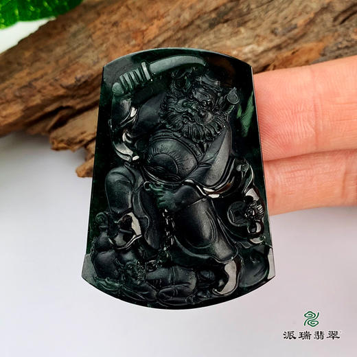 派瑞翡翠 翡翠挂件 糯种 墨翠 商品图2