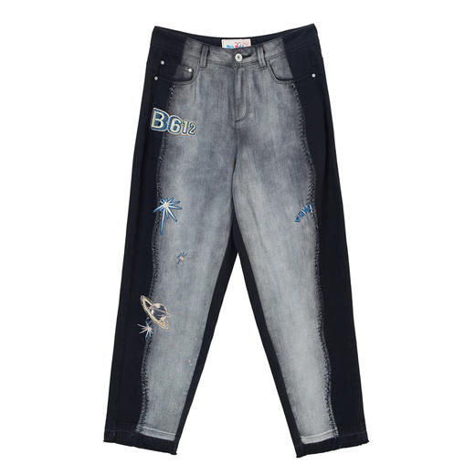 谜底秋装女复古破洞休闲萝卜裤宽松牛仔裤显瘦直筒裤子227MK6119 商品图4