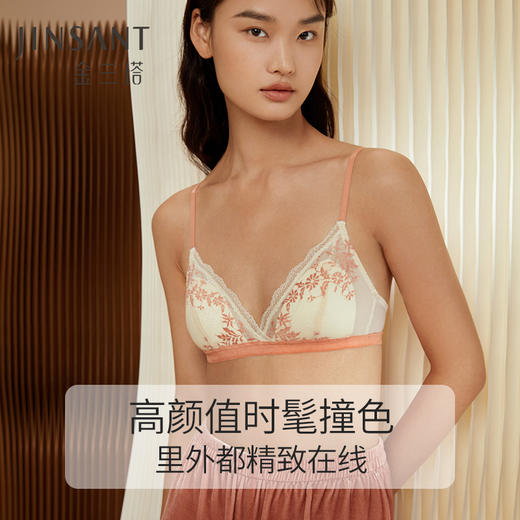 金三塔桑蚕丝内里 时尚蕾丝女士无钢圈舒适薄款文胸内衣  NZFCC304 商品图2