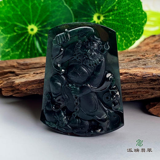 派瑞翡翠 翡翠挂件 糯种 墨翠 商品图3