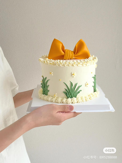 青葱岁月的回忆。INS风蝴蝶结蛋糕，需提前24小时以上预定，手工制作，颜色每次或有微量差异 商品图0