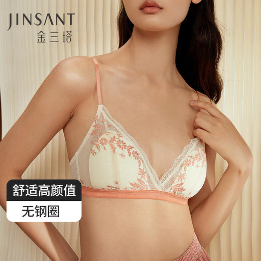 金三塔桑蚕丝内里 时尚蕾丝女士无钢圈舒适薄款文胸内衣  NZFCC304 商品图0