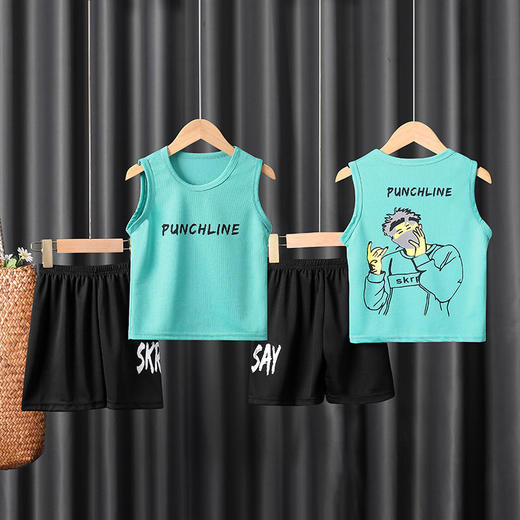 2023新款童装男童套装夏季帅洋气儿童小中大童背心短裤无袖潮xpy15 商品图7