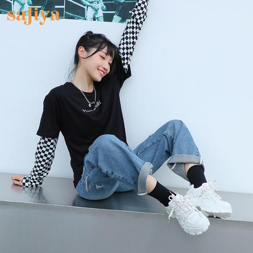 Safiya索菲娅机甲新潮绑带网面老爹鞋2022秋新款云感轻盈运动鞋SF23112409 商品图3