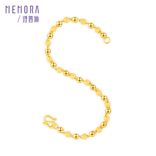 足金手链女光珠磨砂款黄金手链个性百搭手饰送女友【按克计价黄金1】MEMORA诗普琳GBE00401（线上专供） 商品图1