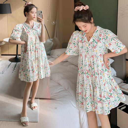 【时尚减龄孕妇碎花裙】实拍新款夏装孕妇短袖2022孕妇时尚碎花潮妈孕妇连衣裙 商品图4