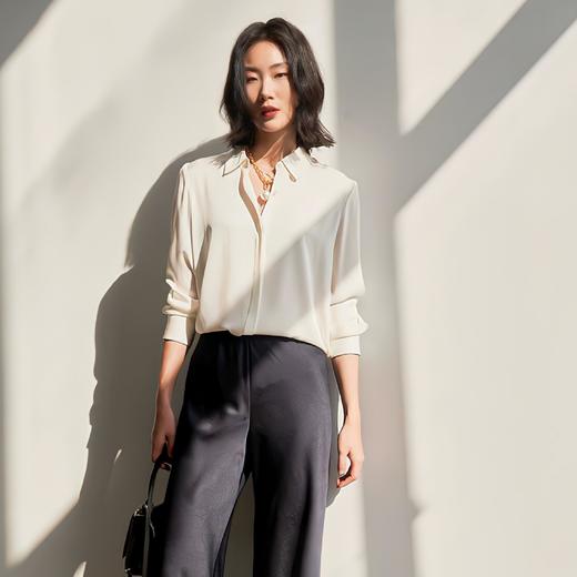 YANECINE 桑蚕丝暗扣衬衫 商品图2