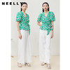 NEELLY纳俪商场同款韩系碎花V领衬衫女收腰系带泡泡袖上衣夏季 商品缩略图1
