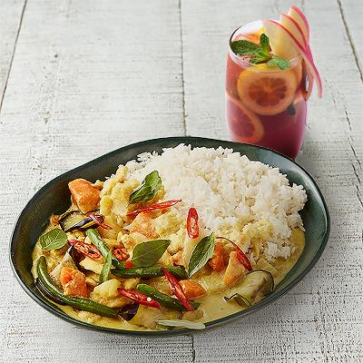 泰式绿咖哩鸡肉饭+长岛柠茶 Thai Green Curry Chicken with Rice+Berry Rose Dark 商品图0