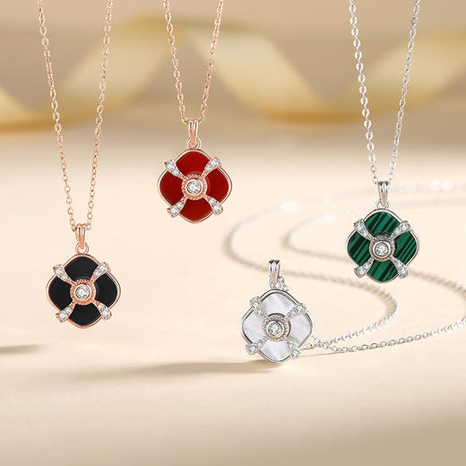 【时来运转】S925银灵动锆石玛瑙旋转风车项链【JHY-N000782M-B】 商品图1
