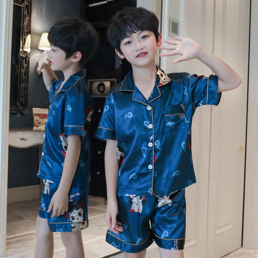 男童睡衣夏季短袖薄款套装儿童睡衣冰丝小男孩大童夏天卡通家居服 商品图6