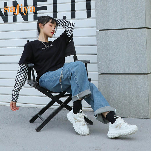 Safiya索菲娅新潮设计轮胎底老爹鞋2022秋新款网面超轻休闲鞋SF23112407 商品图4