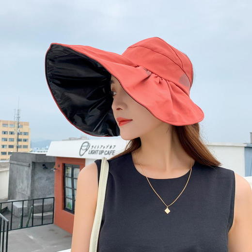 蝴蝶印花黑胶空顶帽，夏季防晒遮阳帽大尚防紫外线太阳帽 QM-YT00279 商品图3