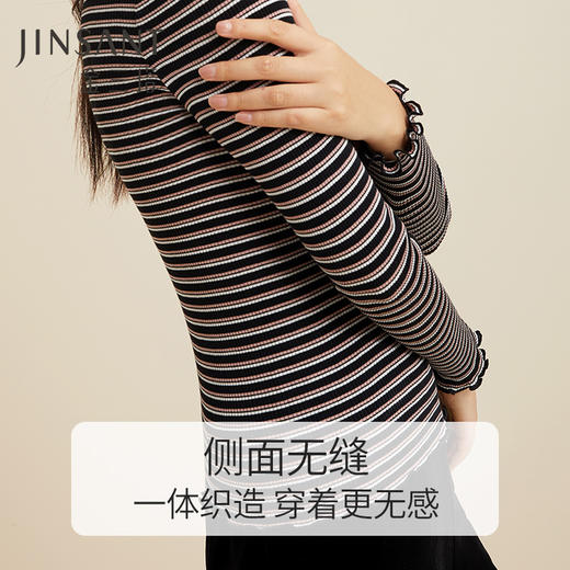 金三塔桑蚕丝经典条纹女士高领简约时尚打底衫上衣   NZFCC723 商品图4