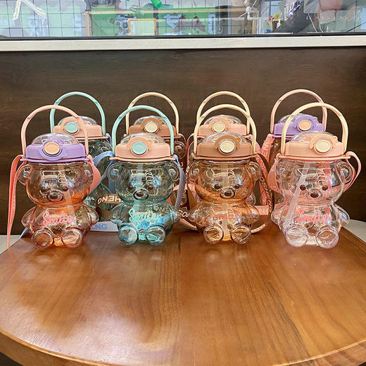 可爱小熊吸管杯高颜值大容量塑料水杯女学生儿童耐热防摔随手杯子七夕情人节 商品图4