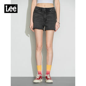 Lee商场同款22春夏新品A字型毛边黑色女牛仔短裤LWB1398533YS00FA01173