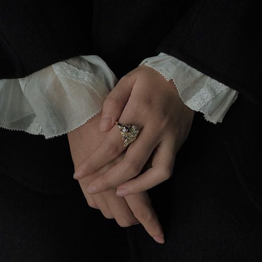 MOON WILD野月亮 戒指女ins小众设计高级感珍珠食指戒S925银/铜镀银装饰指环可调节 商品图2