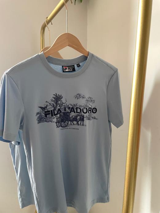 Fila今夏新款蓝色短袖男女情侣丝柔棉T恤 商品图4