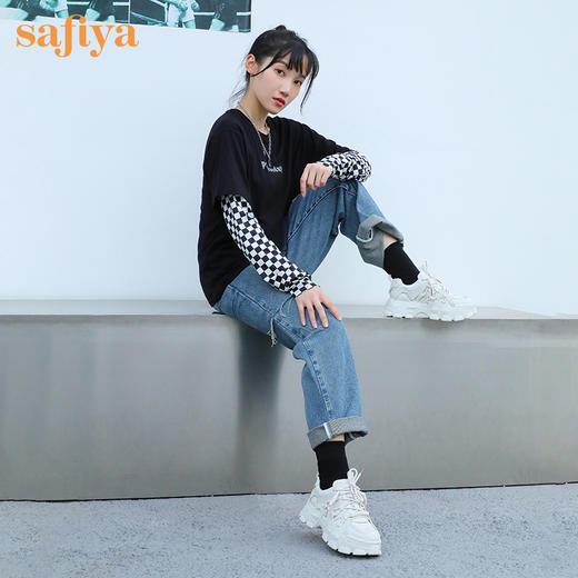 Safiya索菲娅机甲新潮绑带网面老爹鞋2022秋新款云感轻盈运动鞋SF23112409 商品图4