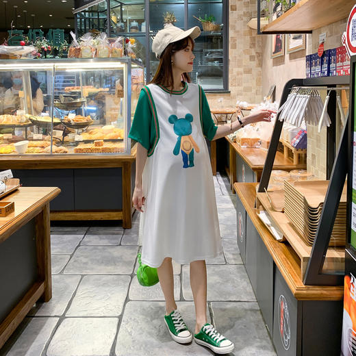 【清新可爱休闲假两件连衣裙】孕妇装2022孕妇中长款T恤假两件 商品图3