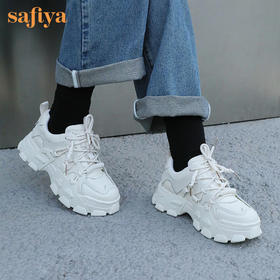 Safiya索菲娅机甲新潮绑带网面老爹鞋2022秋新款云感轻盈运动鞋SF23112409