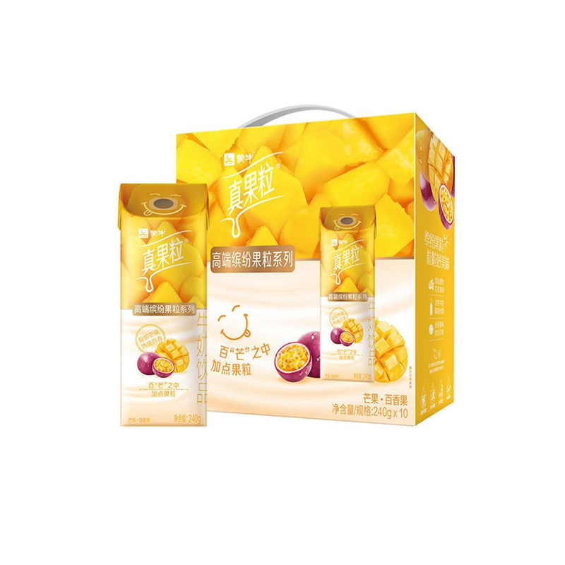 【大日期】真果粒牛奶饮品芒果百香果味配制型含乳饮料康美笑脸包240g×10包