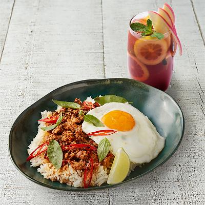 泰式打抛猪肉饭+长岛柠茶 Thai Pork Krapaw with Rice+Berry Rose Dark Pureh T 商品图0