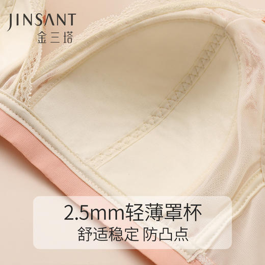 金三塔桑蚕丝内里 时尚蕾丝女士无钢圈舒适薄款文胸内衣  NZFCC304 商品图4