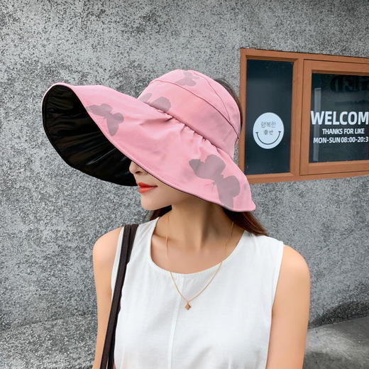 蝴蝶印花黑胶空顶帽，夏季防晒遮阳帽大尚防紫外线太阳帽 QM-YT00279 商品图2