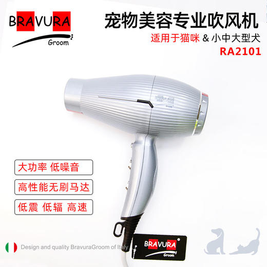 宠物吹风机 无刷大功率吹风机 噪音低 猫咪&大中小犬用 RA2101意大利BRAVURAGROOM  商品图0