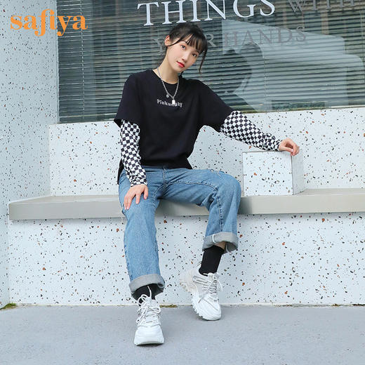 Safiya索菲娅渐变拼色炸街厚底老爹鞋2022秋新款减震休闲鞋SF23112419 商品图4