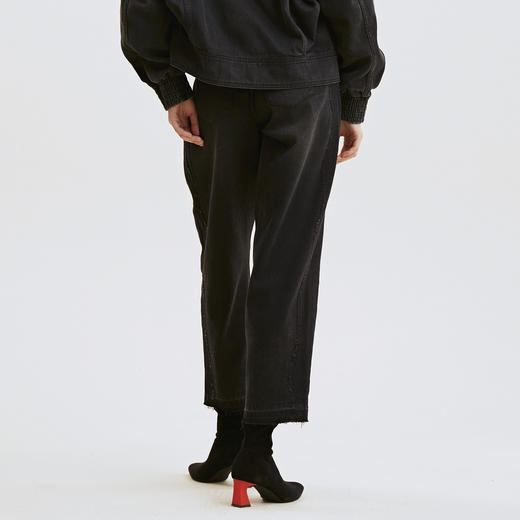 谜底秋装女复古破洞休闲萝卜裤宽松牛仔裤显瘦直筒裤子227MK6119 商品图2