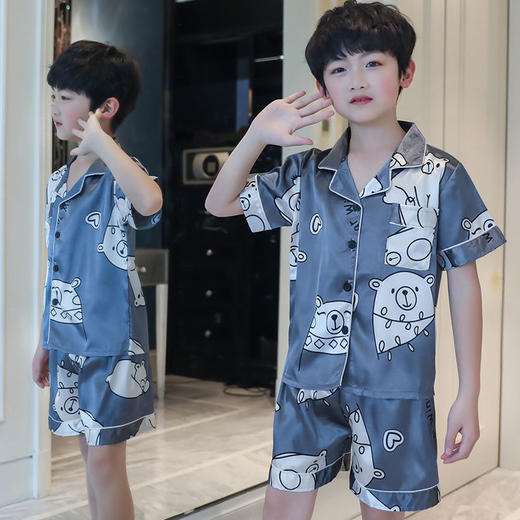 男童睡衣夏季短袖薄款套装儿童睡衣冰丝小男孩大童夏天卡通家居服 商品图1