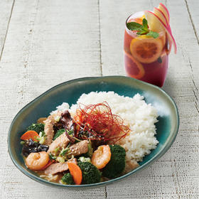 松版猪黑虎虾海鲜饭+长岛柠茶 Pork Neck and Giant Tiger Prawn Rice Combo