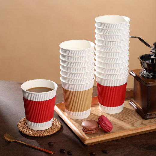 美丽雅防烫咖啡纸杯一次性奶茶杯打包杯子热饮杯加厚 商品图7